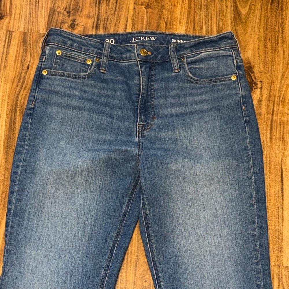 J Crew womens 30 10 skinny Flare Jeans Blue stretch mid high rise whisker - Picture 2 of 8